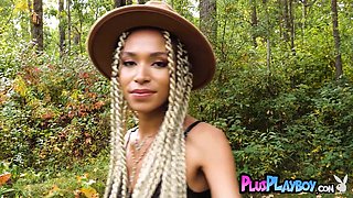Cute black mommy posing in exciting lingerie