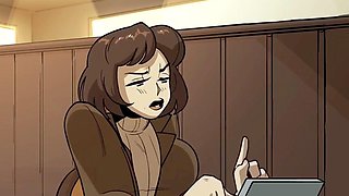 Ample barista delivers her sexy assets instead of coffee in a cartoon parody