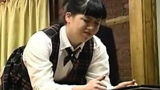 Teen in Schoolgirl Uniform Spanking Older Man