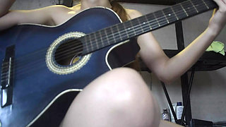 Petite blonde strips for her guitar teacher, so he can finish on her back, so he doesn't get her pregnant because he's older.