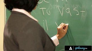 Girlsway - college girl Samantha Rone ass-fuck punished by teacher Dana Vespoli in detention - part 1&2