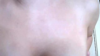 Small titted brunette teen fingering on the bed