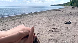 Husband Films Wife Fucking a Stranger and Receiving an Unprotected Creampie on a Public Beach