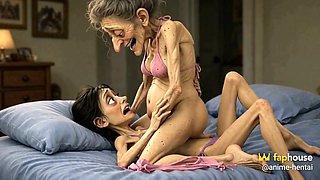Old Woman Rubs Her Pussy on a Young Woman