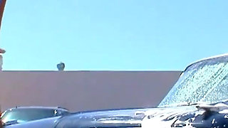 Young skinny teen is towed away after washing the car and really fucked at home