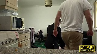Thin victim mouth banged