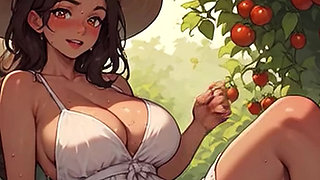 Waifu Garden Lady POV - Panties Aside Penetration & Bench Close-up Fucking