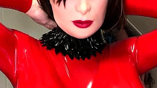 Busty Redhead MILF in a Corset Plays Solo