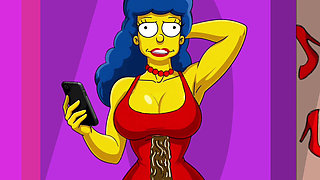 Wife Cheats on Her Husband with a Fitness Trainer. Cartoon. Simpsons Parody