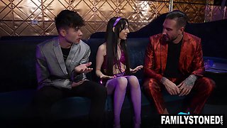Stepbro and stepdad spitroast Ronnie Violet
