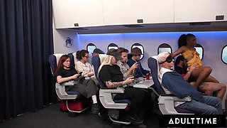 ADULT TIME - Olivia Jay Flashes Tits  Fingers Pussy On Plane! Gets Caught  Fucked Hard By Seatmate: Porn