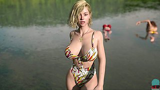 Adult game featuring a busty mom and some fun gameplay