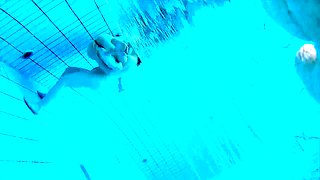 Hot amateur brunette with big tits gets fucked in the pool