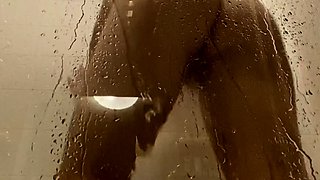 Close up cock jerking solo