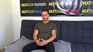 Handsome casting jock amateur jerking