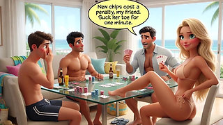 Married Blonde's Beach Tease Becomes Wild House Game with Husband and Young Men