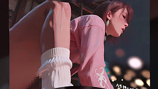 [3d VR Sbs] Nighttime Seduction - Red Bow Unfastened, Blue Skirt Lifted, Secret Nipples Exposed Under Soft Light