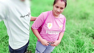 Frist time sex college girl and Boy in Jungle, fuck her tight young pussy - College girl Fucking in jangle (Full Hindi Audio)