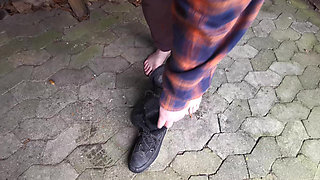 Slapping Her Tits Near Railway and in Small Hut