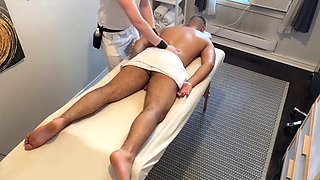 French guy came for massage and got excited with new masseur