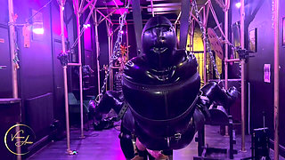 Latex Drone Fisting and Fuckathon Part 2 - Vivienne L'amour Fists, Pegs and Wanks Her Suspended and Bound Slave Slut