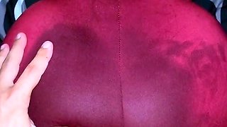 POV assjob with dry humping and huge cum on big MILF's ass in panties