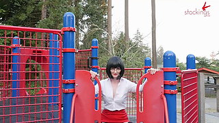 Naughty Teacher Flashes her Panties at the Park!