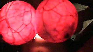 Beautiful Brunette Big Boobs Rides Fake Cock