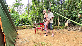 The Girl at the Campsite Agreed to Give a Blowjob and Ride Hard