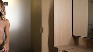 Gorgeous Blonde Teen Tries on Black Lingerie