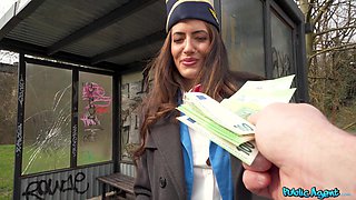 Quick Cash for Sexy Flight Attendant at Public Agent - Cum Fly With Me - Coco Bae