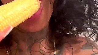Insatiable Tattooed Step Stepsisters Play with Corn