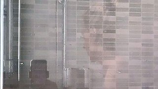 Ebony girl showers her big ass amp masturbating