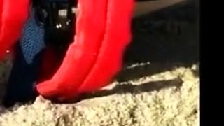 Big-Breasted Girl's Orgasm at the Beach