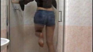 In the Shower with Pantyhose