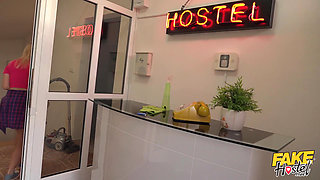 Fake Hostel - Lily Joy Makes Sure She Cleans the Rool and All the Cum Before She Leaves