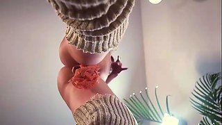 Hot camgirl buries her panties in her cunt and masturbates