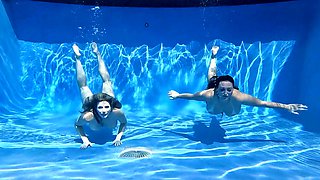 Pool is the perfect place for Cory Chase and Melanie Hicks to have fun