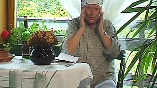 German granny fucked hard in hot gangbang action