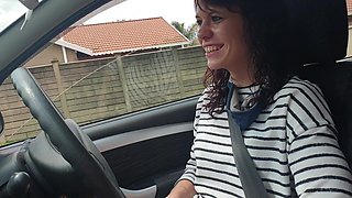 Taking a Public Car Drive While Playing with My Small Pussy