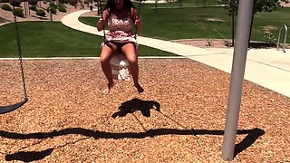 Beautiful Brunette Big Boobs Rides Fake Cock