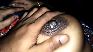 Stacked ebony wife teases a black cock and milks her nipples