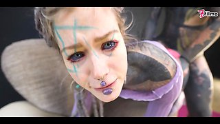 Anal loving Tattooed Hippie ANAL Fuck with Dildo and Real Big Dick
