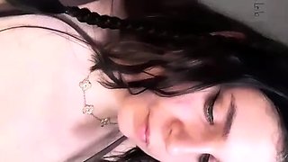 Cute curly brunette solo webcam masturbation