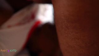 KittyLove Gets Rough Missionary Fuck & Sloppy Blowjob Before BBC Creampie - Ebony MILF Big Tits