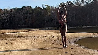 EBONY COUGAR ENJOYING THE SUN IN SWIMSUIT!