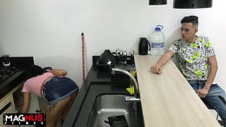 Cleaning Lady Sucked My Dick in the Kitchen