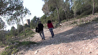 Horny brunette slut picked up and rammed