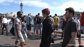 European redhead humiliated in public