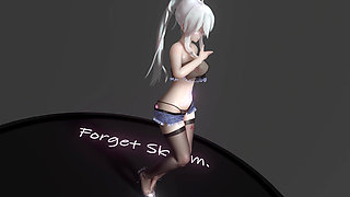 [mmd] Haku-wiggle; Erotic Tattoos; Black Stockings; Jeans; Glasses; Lingerie